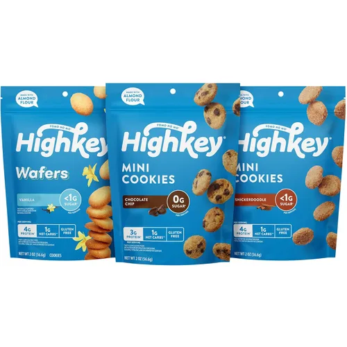 Miniatura 10 de HighKey Galletas sin azúcar, paquete de 2 variedades, paquete de aperitivos cetogénicos, cero carbohidratos, sin azúcar, galletas con chispas