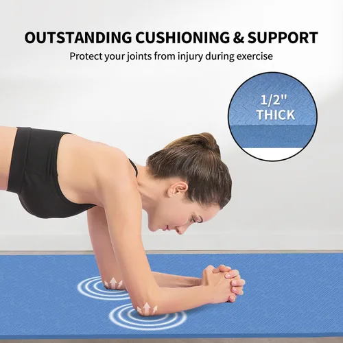 Miniatura 3 de Hatha Yoga Esterilla de Yoga Extra Larga de TPE 79" x 40" x 1/2" de Grosor Esterilla de Ejercicio Antideslizante para Uso en Gimnasio en Casa, Yoga