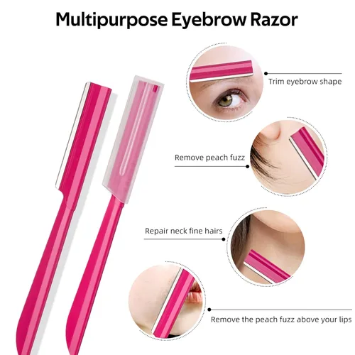 Miniatura 4 de Maquinilla de afeitar para cejas, 10 piezas para mujer, herramienta exfoliante para dermaplaning, eliminación de pelusas de durazno, moldeador