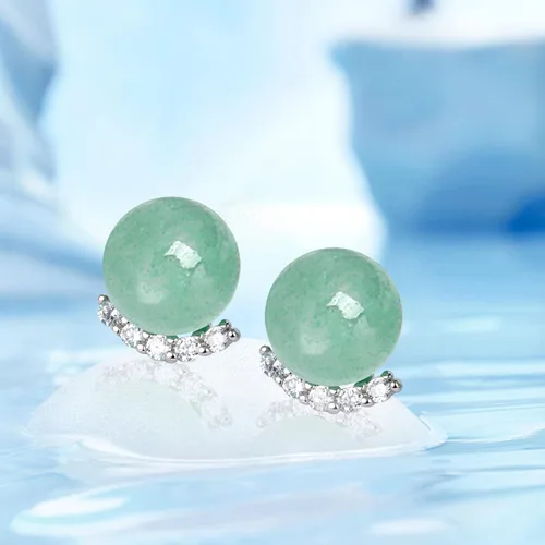 Miniatura 114 de Jade Earrings Studs,Green Jade Earrings for Women,925 Sterling Silver Earrings Studs for Sensitive Ears,Handmade Jade Earrings for Birthday