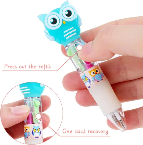 Miniatura 3 de 12 bolígrafos pequeños y bonitos en uno, bolígrafos de gel retráctiles 4 en 1, divertidos bolígrafos de dibujos animados para niños, mujeres