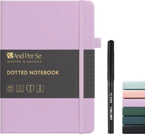 Miniatura 10 de &And Per Se Juego de diario y bolígrafo forrados, cuaderno A5 de tapa dura de cuero con bolígrafo y juego de papelería, 160 páginas de 3.53 oz/m²