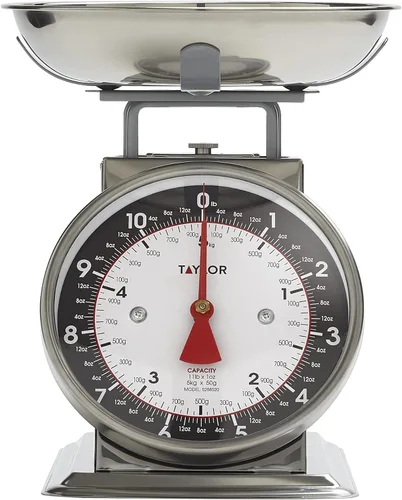 Miniatura 5 de Taylor Báscula mecánica de cocina con cuenco, pesa hasta 11 libras, mide en gramos y onzas, báscula de cocina analógica para hornear, color negro