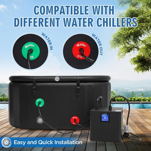 Miniatura 2 de Bañera fría grande XXL para atletas, bañera de hielo inflable con tapa, compatible con enfriadores, tina de hielo para recuperación de terapia