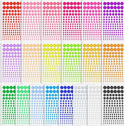 2800 piezas de pegatinas adhesivas de strass para la cara en 20 colores, 6 tamaños, joyas autoadhesivas para el cuerpo, cara, cabello y decoraciones