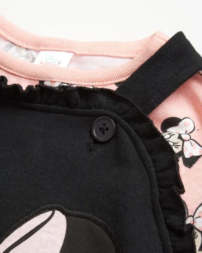 Miniatura 2 de Disney Baby Girls Minnie Mouse 2 Piece Overall Set - Fleece Romper Long Sleeve T-Shirt Set NewbornInfant