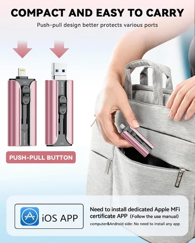 Miniatura 7 de Memoria USB de 256GB con Certificación MFi para iPhone, Memoria USB, Unidades USB, Memoria USB de Alta Velocidad para iPhone para Fotos Videos