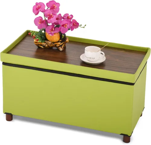 Miniatura 7 de Dorriss Banco otomano de almacenamiento para sala de estar, otomana de almacenamiento con bandeja, taburete para dormitorio, mesa de café, tapa
