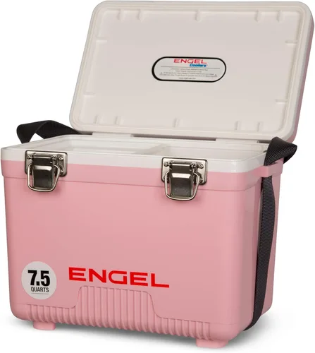 Engel UC7 7.5qt a prueba de fugas, hermético, enfriador de caja de secado y pequeña lonchera rígida para hombres y mujeres Rosa