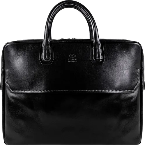 Time Resistance Maletín de cuero Bolsa de cuero de grano completo para laptop de hasta 17 pulgadas para hombres y mujeres