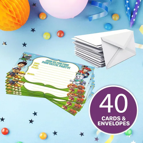 Miniatura 6 de 40 invitaciones y sobres de cumpleaños Power Dog – Invitaciones de fiesta de feliz cumpleaños para niños, 6 x 4 pulgadas, estilo postal