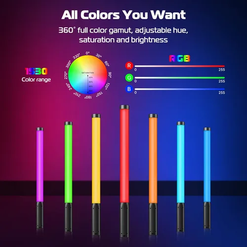 Miniatura 2 de Varita de luz LED RGB Ulanzi VL119, varita de video RGB de 360° para fotografía, luz cúbica recargable incorporada de 2600mAh, luz de cámara