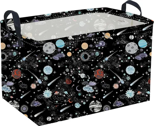 Miniatura 42 de Cesta plegable rectangular de tela para almacenamiento,con revestimiento impermeable y asas, sirve como organizador de juguetes, cesta de regalo