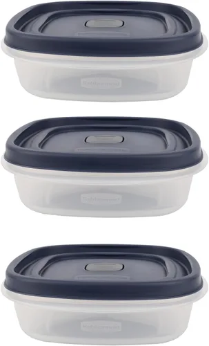 Miniatura 15 de Paquete de contenedores de almacenamiento de alimentos de 1.25 tazas, juego de 9 piezas, tapas azules fáciles de encontrar, 4 recipientes, 4 tapas