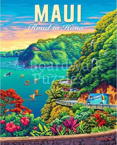 Miniatura 2 de Boardwalk Maui Road to Hana - Rompecabezas personal de 210 piezas, rompecabezas con caja premium, regalos hawaianos para adultos, 6 x 8 pulgadas