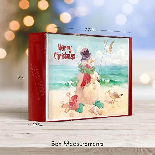 Miniatura 3 de Red Farm Studios Designer Greetings - Tarjetas de Navidad en caja, diseño de hombre de arena de playa con gaviotas