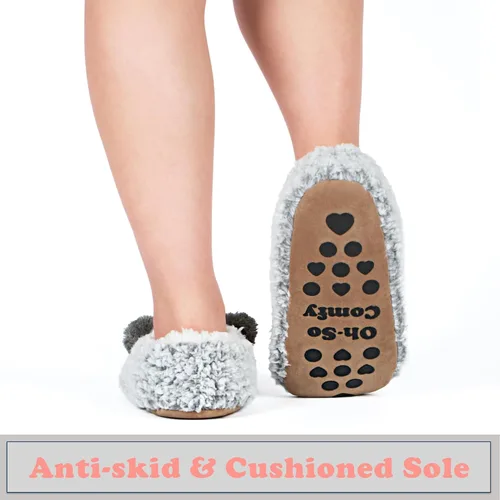 Miniatura 4 de cosyone1997 Lindas pantuflas de animales para niños, niñas y mujeres, calcetines de casa mullidos con suela antideslizante suave, regalos únicos