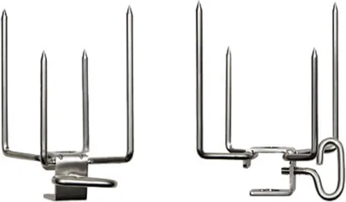 Napoleon Juego de 2 tenedores para asador, varillas divididas cuadradas y hexagonales de grado comercial, cuatro puntas, apto para lavavajillas