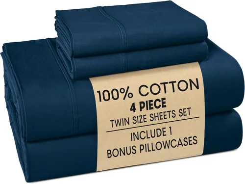 Miniatura 15 de Casa Platino Sábanas de cama individual XL, sábanas de 100 % algodón con 2 fundas de almohada, tejido percal crujiente y sensación acogedora, verde