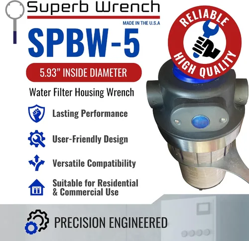 Miniatura 2 de Superb Wrench SPBW-5 Llave para carcasa de filtro de agua de metal resistente (5.93 pulgadas de diámetro interior)