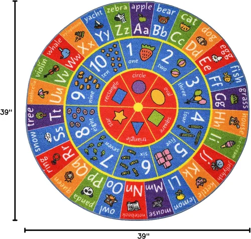 Miniatura 2 de KC Cubs Alfombra educativa antideslizante con alfabeto, números y formas de 3 x 3 pulgadas, para niños, guardería, aula, sala de juegos, guardería