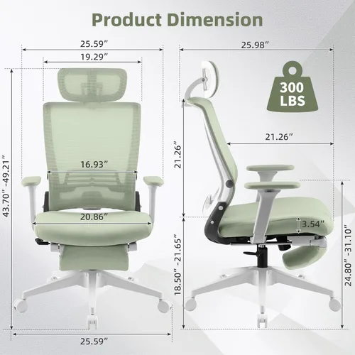 Miniatura 3 de Silla de oficina plegable con reposapiés, silla de oficina ergonómica con soporte lumbar ajustable, reposacabezas, reposabrazos, silla de escritorio