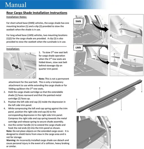 Miniatura 5 de Compatible con Cadillac Escalade/Chevy Suburban/Tahoe/GMC Yukon 2021-2026, XL, cubierta de seguridad de carga, pantalla de privacidad, retráctil