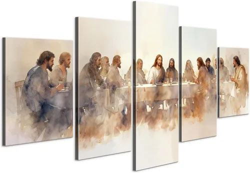 Miniatura 13 de Decoración de pared religiosa cristiana de 5 paneles de Leonardo Da Vinci, arte de pared de La última cena, imágenes de Jesús para decoración