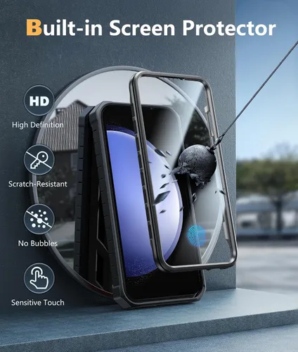Miniatura 3 de FNTCASE para Samsung Galaxy S23-FE Funda: Funda protectora dura de grado militar con atril Protector de pantalla Funda protectora a prueba