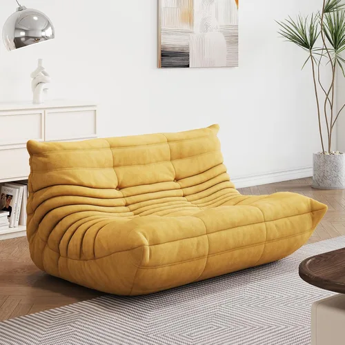 Miniatura 20 de Silla Puf - Sofá de Esquina, Silla de Chimenea Sofá Silla Puf, Silla Puf Grande para Adultos, Sofá de Piso de Chimenea para Sala de Estar, Amarillo