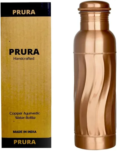 Miniatura 12 de Botella de agua de cobre con estampado puro, a prueba de fugas, recipiente de cobre ayurvédico para deportes, gimnasio, aire libre, yoga, beneficios
