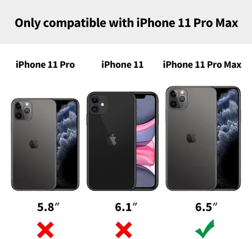 Miniatura 8 de Funda protectora de cuero de lujo con diseño único para iPhone 11 Pro Max, antideslizante, resistente a los arañazos, ultra delgada, funda Negro