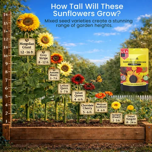 Miniatura 3 de NatureZ Edge 1300+ Semillas de Girasol Paquete de Variedad de Jardín, Semillas de Girasol a Granel para Plantar Flores, Obtén Más Semillas