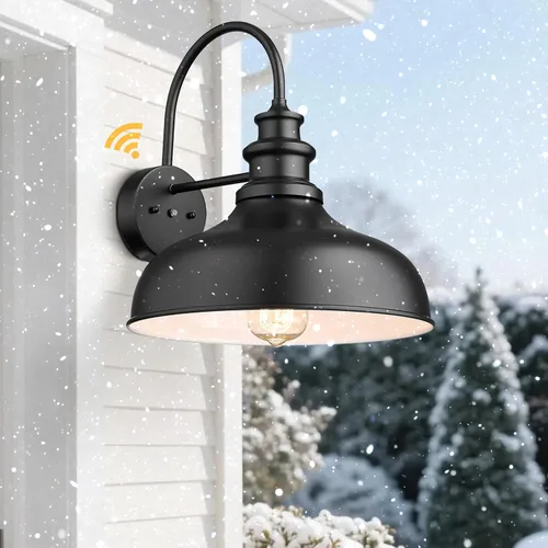 Miniatura 5 de Bestshared Luz de granero estilo casa de campo con sensor de atardecer a amanecer, aplique de pared al aire libre, farol de pared al aire libre