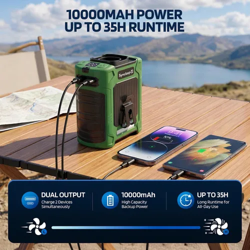 Miniatura 4 de Ventilador de cintura, ventilador recargable de clip de cinturón de 10000 mAh, flujo de aire turbo de 59 pies/s, 18500 rpm, 6 velocidades, hasta 35