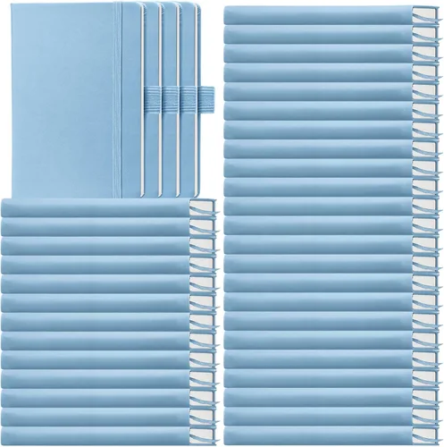 Miniatura 16 de Laumoi Paquete de 40 cuadernos de bolsillo, tamaño A6, mini diario de tapa dura, cuadernos forrados de cuero PU de 3.5 x 5.5 pulgadas, bloc de notas