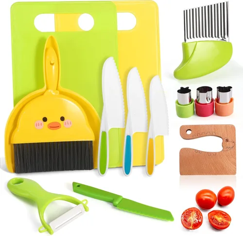 Miniatura 8 de 14 piezas de juego de cuchillos de cocina seguros de juguete Montessori para niños pequeños, juego de cuchillos para niños para cocina real
