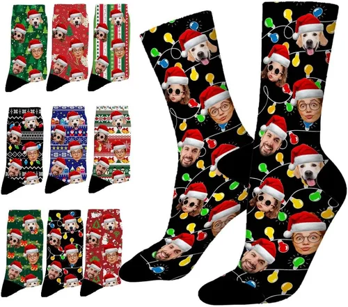 Miniatura 115 de Artsadd Calcetines personalizados para mujeres y hombres, amantes de los perros y gatos, regalos divertidos unisex personalizados