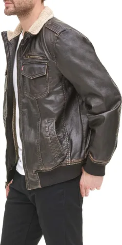 Miniatura 5 de Levis Mens Faux Leather Sherpa Aviator Bomber Jacket