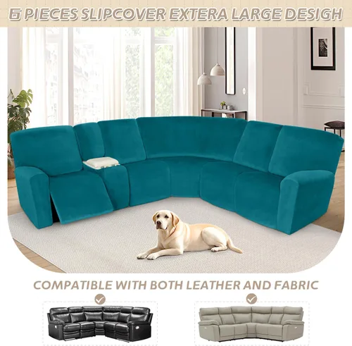 Miniatura 632 de Arfntevss Fundas de sofá seccional reclinable de terciopelo, Funda de sofá seccional de esquina para sofá reclinable, Funda elástica suave
