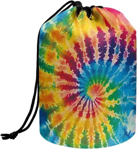 Miniatura 6 de COEQINE Bolsas de maquillaje con cordón, bolsas de gran capacidad para mujeres, bolsas de aseo femeninas para viajes y trabajo, Púrpura