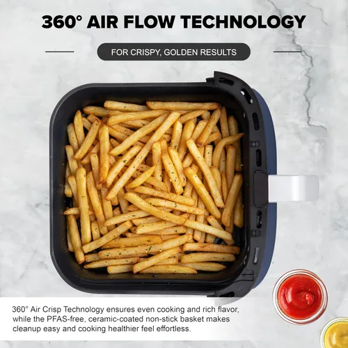 Miniatura 3 de Nuwave Brio Plus - Freidora de aire 6 en 1, gran capacidad de 7 cuartos de galón, control preciso de temperatura de 50 °F a 400 °F, antiadherente