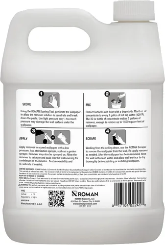 Miniatura 3 de ROMAN Kit de extracción de papel tapiz – Concentrado (32 onzas), herramienta de puntuación perforante y raspador en ángulo para mejoras del hogar