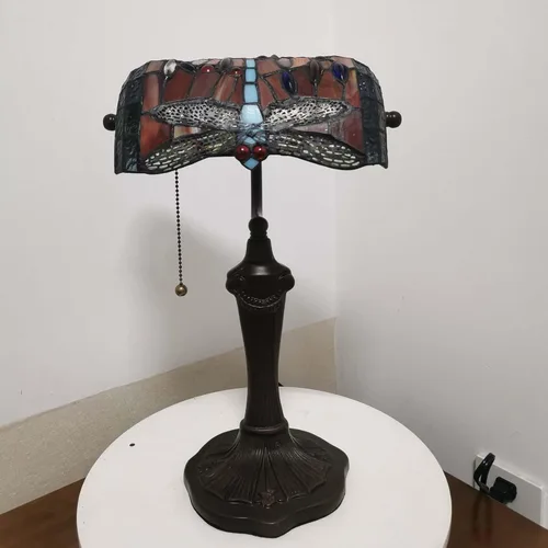 Miniatura 6 de Bieye L10057 Libélula Estilo Tiffany Vidrieras Banqueros Lámpara de escritorio Lámpara de mesa para lectura, trabajo decoración del hogar, 10