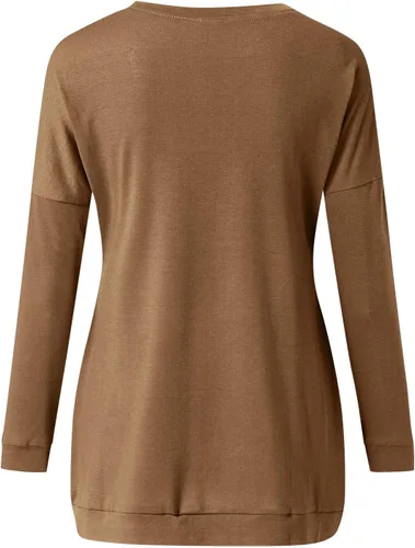 Miniatura 3 de Ropa de otoño para mujer 2023 con estampado de cuello redondo, manga larga, cómoda, holgada, con bolsillo