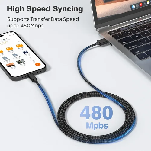 Miniatura 3 de Cable de carga USB tipo C, paquete de 3, (1.5/3.3/6.6 pies), de nailon, para Samsung Galaxy Fold Note 9, 8, S10, S9, S8, S10E, 10, 10E, Plus, S20