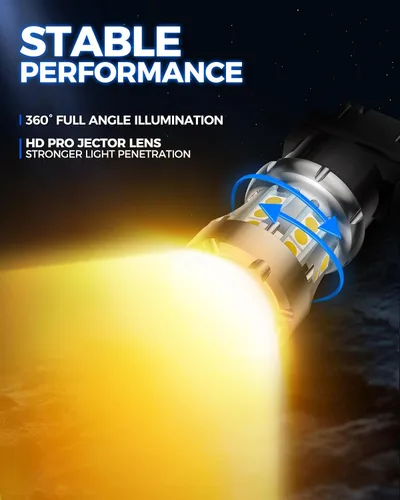 Miniatura 3 de Marsauto Bombilla LED de señal de giro, 3157 LED ámbar para reemplazo de luz de señal de giro delantera/trasera, con espejo convexo a reflector