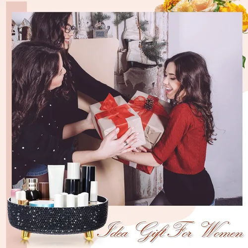 Miniatura 6 de Honeydak Organizador de maquillaje de perfume negro brillante para el Día de la Madre, regalos para el Día de la Enfermería para mujeres