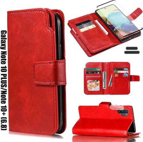 Miniatura 8 de Funda tipo cartera para Galaxy Note 10 Plus/Note10+ de 6.8 pulgadas [3+ ranuras para tarjetas] Funda de piel sintética plegable para tarjetas