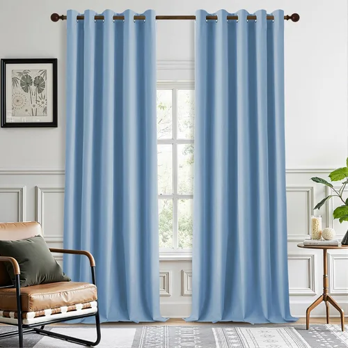Miniatura 71 de DONREN Cortinas opacas de lino con aislamiento térmico de 52 x 95 pulgadas, cortinas de oscurecimiento de habitación con ojales para dormitorio